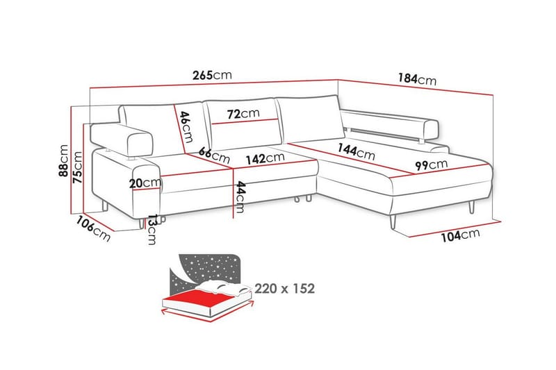 Graystone 3-pers. Hjørnesovesofa - Lysegrå - Møbler - Sofaer - Sovesofaer