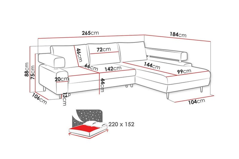 Graystone 3-pers. Hjørnesovesofa - Lysegrå - Møbler - Sofaer - Sovesofaer