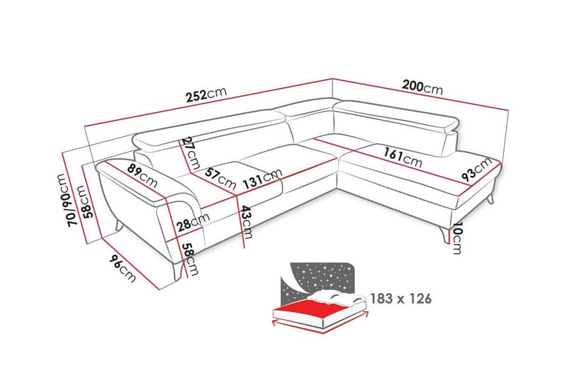 Graystone 4-pers. Hjørnesovesofa - Brun - Møbler - Sofaer - Sovesofaer