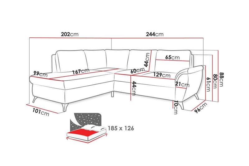 Hereford 3-pers. Hjørnesovesofa - Brun - Møbler - Sofaer - Sovesofaer