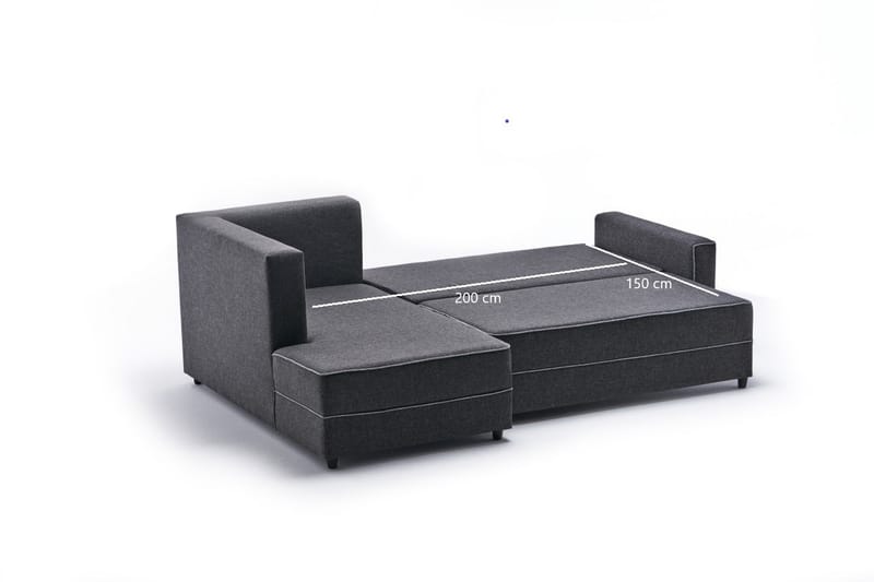 Highbank Sovesofa m. Chaiselong 4-Pers. 200x150 - Antracit - Møbler - Sofaer - Sovesofaer