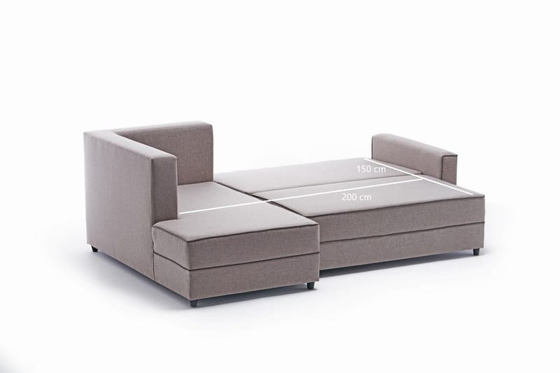 Highbank Sovesofa m. Chaiselong 4-Pers. 200x150 - Cream - Møbler - Sofaer - Sovesofaer