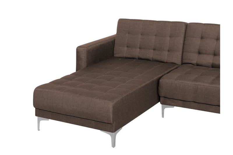 Hjørnesofa H med sovefunktion + Fodskammel ABERDEEN - Brun - Møbler - Sofaer - Sovesofaer