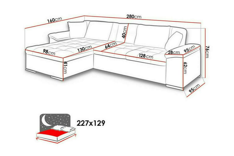 Camior 3-personers Hjørnesovesofa - Mørkeblå - Møbler - Sofaer - Sovesofaer - Hjørnesovesofa