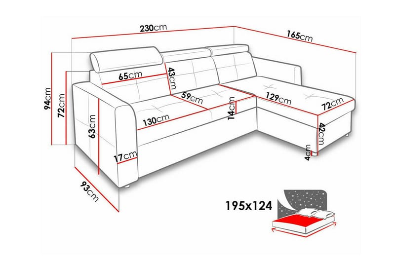 Hunglader 3-pers. Hjørnesovesofa - Sort - Møbler - Sofaer - Sovesofaer - Hjørnesovesofa