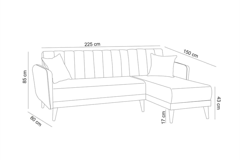 Jenick Hjørnesovesofa - Grå - Møbler - Sofaer - Sovesofaer - Hjørnesovesofa