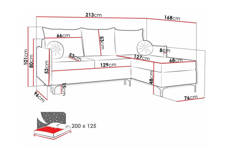 Knocklong 3-personers Hjørnesovesofa - Gul - Møbler - Sofaer - Sovesofaer - Hjørnesovesofa