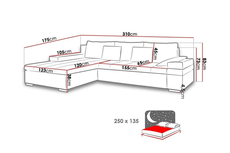 Naoma 3-personers Hjørnesovesofa - Mørkeblå - Møbler - Sofaer - Sovesofaer - Hjørnesovesofa