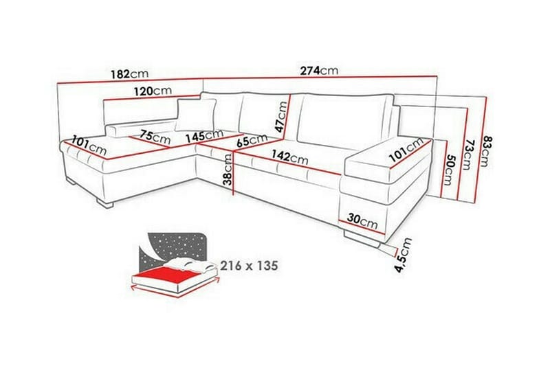 Naoma 3-personers Hjørnesovesofa - Gul - Møbler - Sofaer - Sovesofaer - Hjørnesovesofa