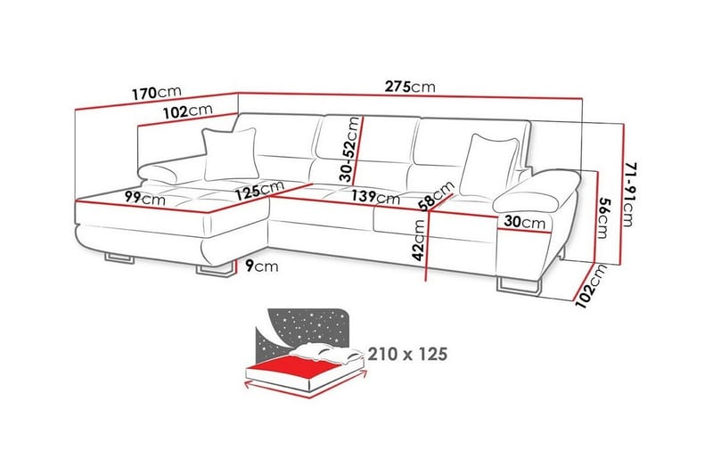 Reginia 3-personers Hjørnesovesofa - Lysegrøn/Grøn/Mynte - Møbler - Sofaer - Sovesofaer - Hjørnesovesofa