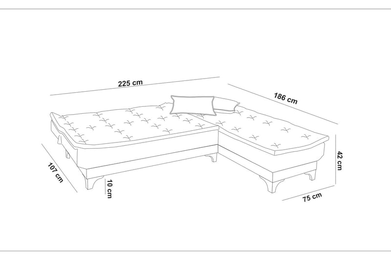 Hunterville Sovesofa med Chaiselong 4-personers - Beige - Møbler - Sofaer - Sovesofaer