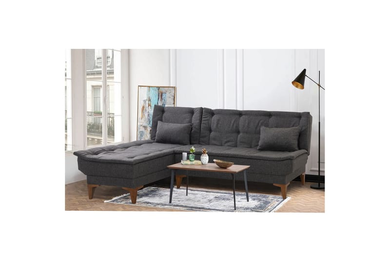 Hunterville Sovesofa med Chaiselong 4-personers - Antracit - Møbler - Sofaer - Sovesofaer