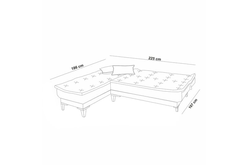 Hunterville Sovesofa med Chaiselong 4-personers - Antracit - Møbler - Sofaer - Sovesofaer