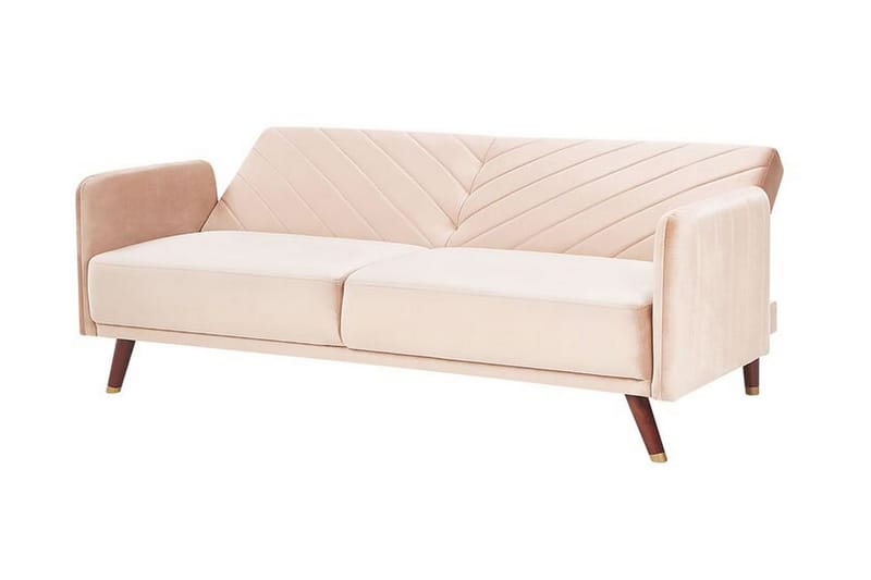 Induja 3-Pers. Sovesofa - Velour/Beige - Møbler - Sofaer - Sovesofaer