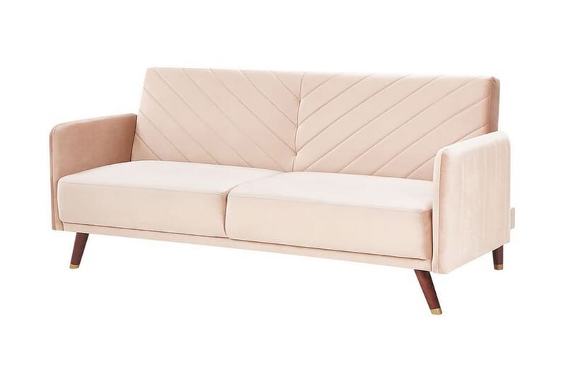 Induja 3-Pers. Sovesofa - Velour/Beige - Møbler - Sofaer - Sovesofaer