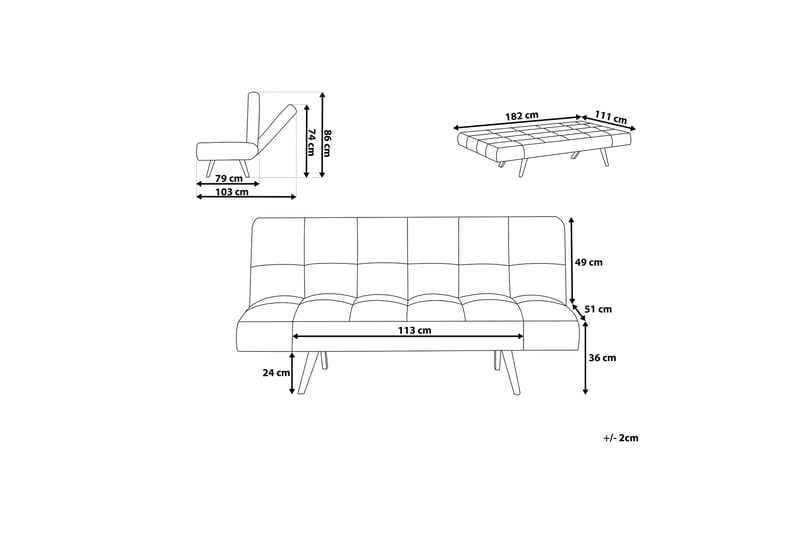 Ingaro sovesofa 182 cm - Beige - Møbler - Sofaer - Sovesofaer