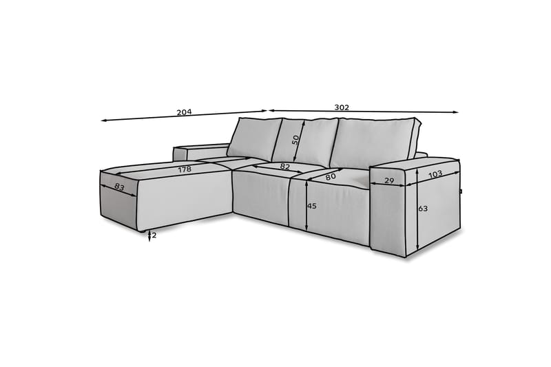 Kamli Sovesofa m. Chaiselong med Opbevaring - Blå - Møbler - Sofaer - Sovesofaer