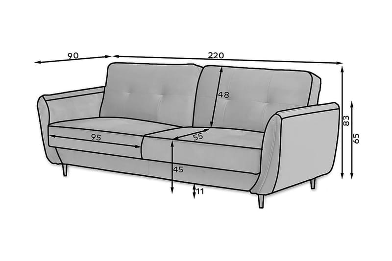 Katsuya Sovesofa 3-Pers. - Lyserød - Møbler - Sofaer - Sovesofaer