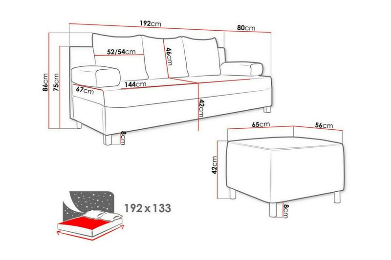 Kintore 2-pers. Sovesofa - Lysegrå - Møbler - Sofaer - Sovesofaer