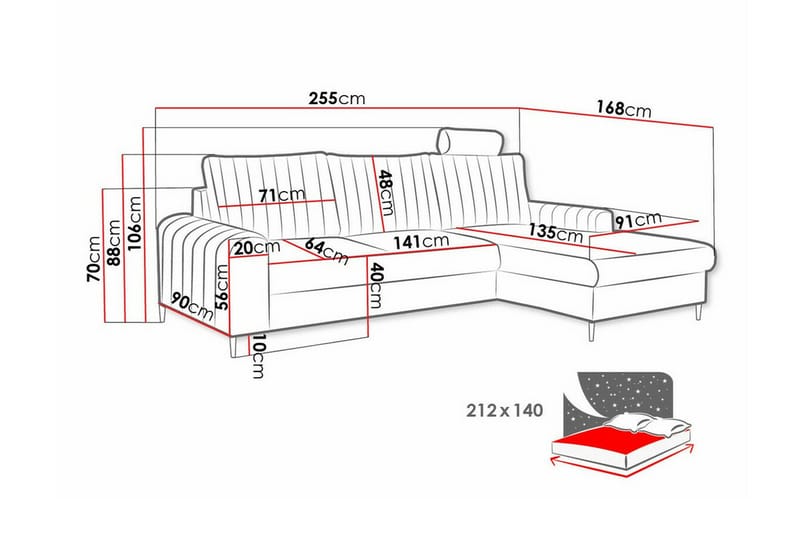 Kintore 3-pers. Hjørnesovesofa - Mørkeblå - Møbler - Sofaer - Sovesofaer