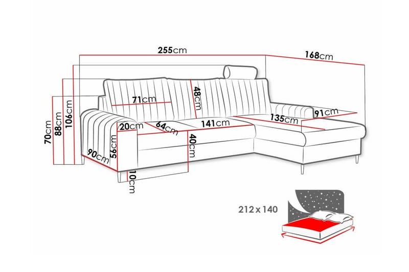 Kintore 3-pers. Hjørnesovesofa - Lysegrå/Mørkegrå - Møbler - Sofaer - Sovesofaer