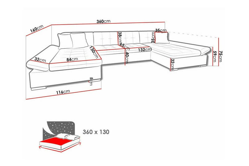 Kintore 4-pers. Hjørnesovesofa - Brun - Møbler - Sofaer - Sovesofaer