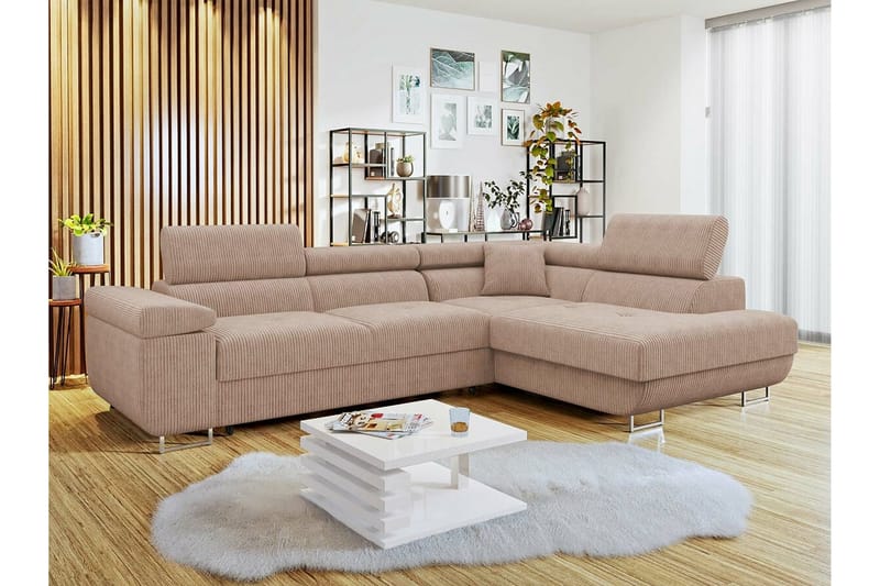 Kintore 4-pers. Hjørnesovesofa - Beige - Møbler - Sofaer - Sovesofaer