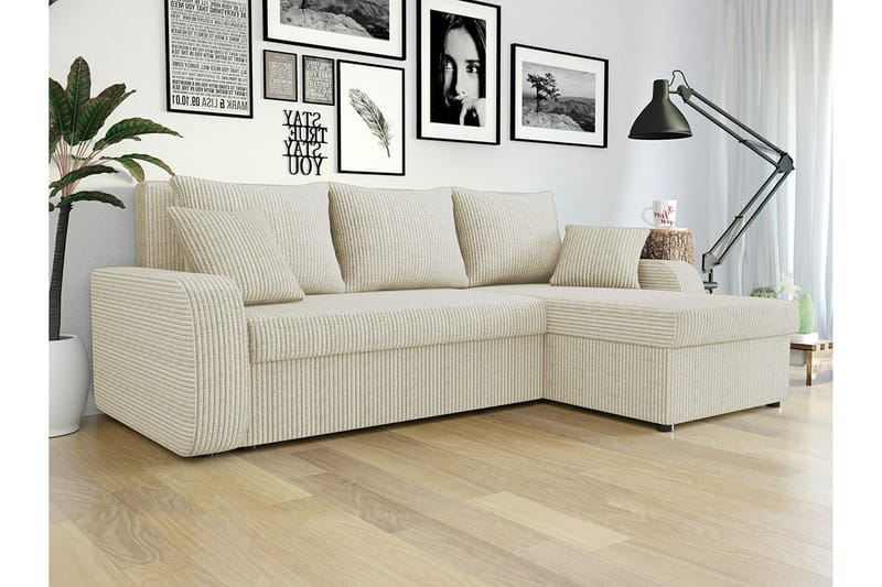 Kintore L Sofa 3-personers Hjørnesovesofa og Chaiselong Venstre - Beige/Lys beige - Møbler - Sofaer - Sovesofaer