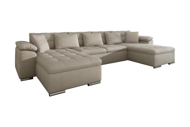 Kinzer Dyb Sovesofa Dobbeltdivan 4-personers 315x130 cm U-formet - Beige - Møbler - Sofaer - Sovesofaer