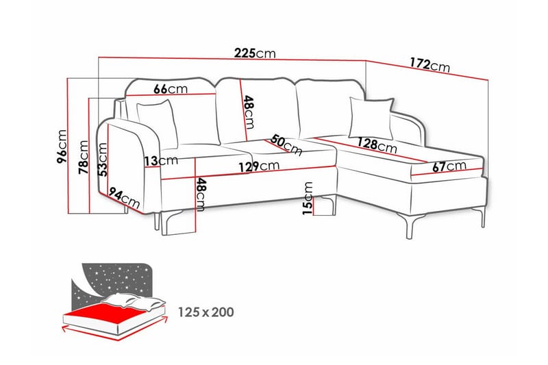 Knocklong 3-personers Hjørnesovesofa - Sort - Møbler - Sofaer - Sovesofaer