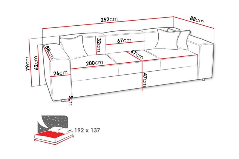 Knocklong 3-personers Sovesofa - Beige - Møbler - Sofaer - Sovesofaer