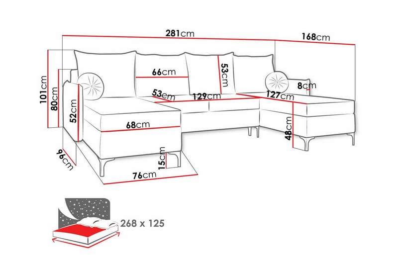 Knocklong 4-personers Hjørnesovesofa - Gul - Møbler - Sofaer - Sovesofaer