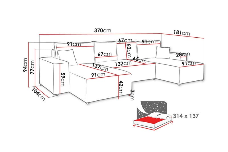 Knocklong 4-personers Hjørnesovesofa - Lysebrun - Møbler - Sofaer - Sovesofaer