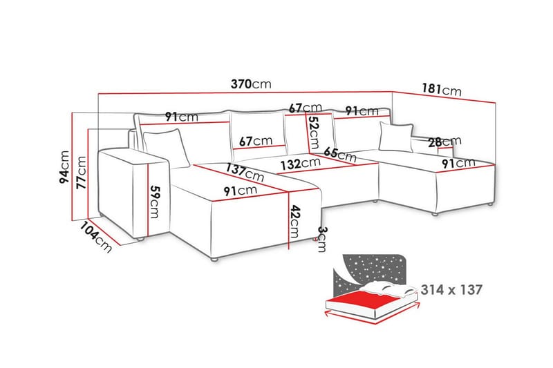 Knocklong 4-personers Hjørnesovesofa - Sort - Møbler - Sofaer - Sovesofaer