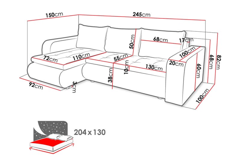 Lecanto Hjørnesovesofa - Hvid/Beige - Møbler - Sofaer - Sovesofaer