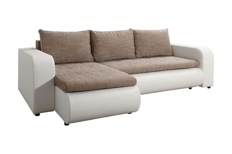 Lecanto Hjørnesovesofa - Hvid/Beige - Sovesofaer - Sovesofa chaiselong - Lædersofaer - Velour sofaer