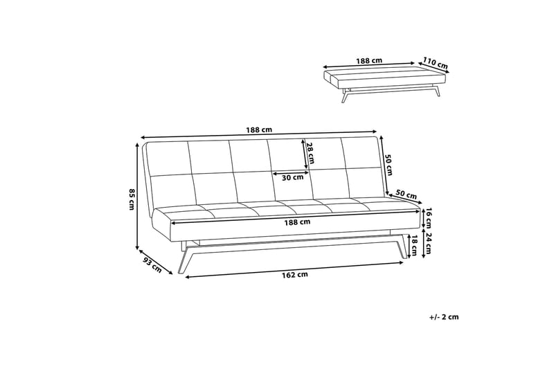 Leeds sovesofa 188 cm - Flerfarvet - Møbler - Sofaer - Sovesofaer