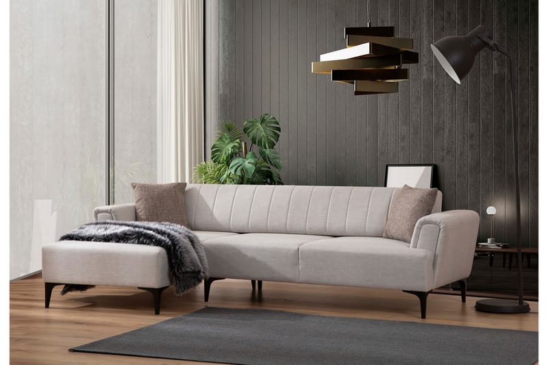 Lilesville Sovesofa med chaiselong - Beige - Møbler - Sofaer - Sovesofaer