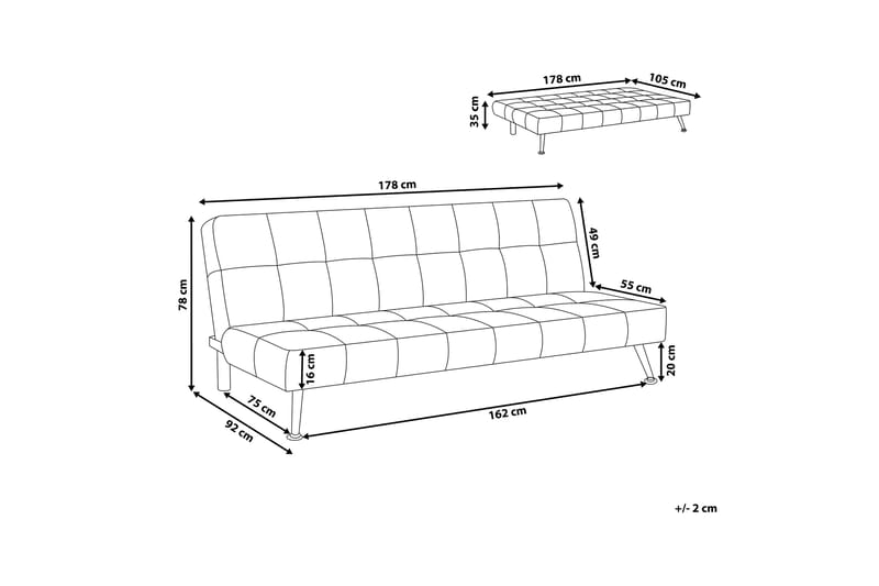 Loves sovesofa 178 cm - Sort - Møbler - Sofaer - Sovesofaer