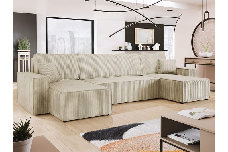 Magston 4-personers Hjørnesovesofa - Beige - Møbler - Sofaer - Sovesofaer