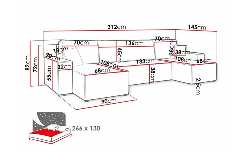 Magston 4-personers Hjørnesovesofa - Beige - Møbler - Sofaer - Sovesofaer