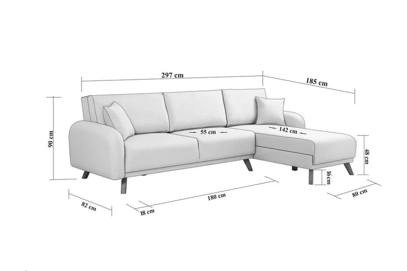 Malkiat Hjørnesovesofa - Antracit - Møbler - Sofaer - Sovesofaer