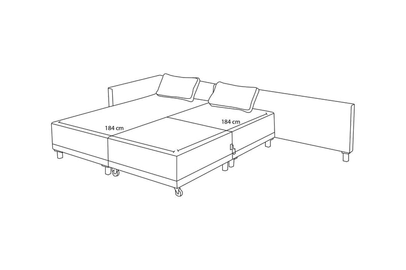 Matris 4-personers Sovesofa med Chaiselong - Rød - Møbler - Sofaer - Sovesofaer