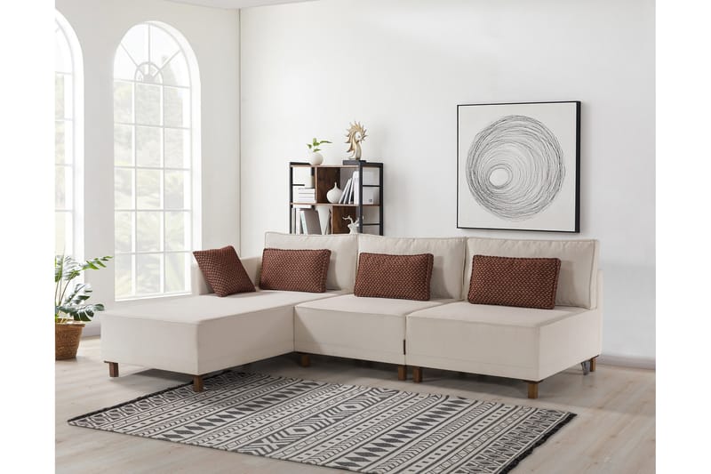 Matris 4-personers Sovesofa med Chaiselong - Beige - Møbler - Sofaer - Sovesofaer