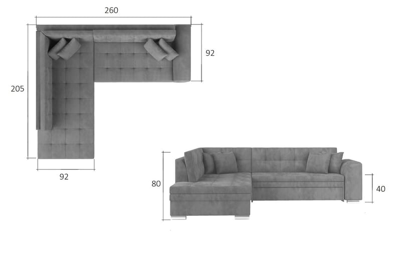 Moclino hjørnesovesofa - Grå/Hvid - Møbler - Sofaer - Sovesofaer