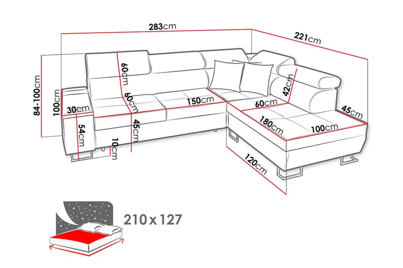 Morenia 3-pers. Hjørnesovesofa Højre - Lysegrå - Møbler - Sofaer - Sovesofaer