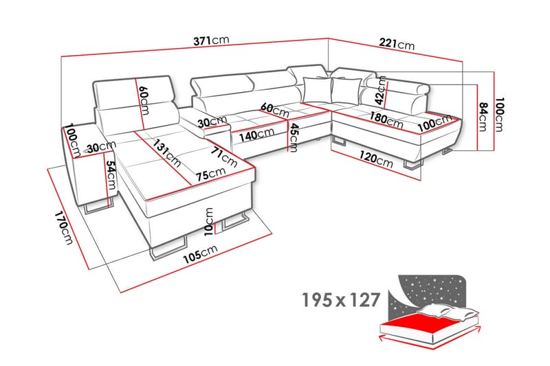 Morenia 4-pers. Hjørnesovesofa Venstre - Hvid - Sovesofaer - Sovesofa chaiselong - Velour sofaer