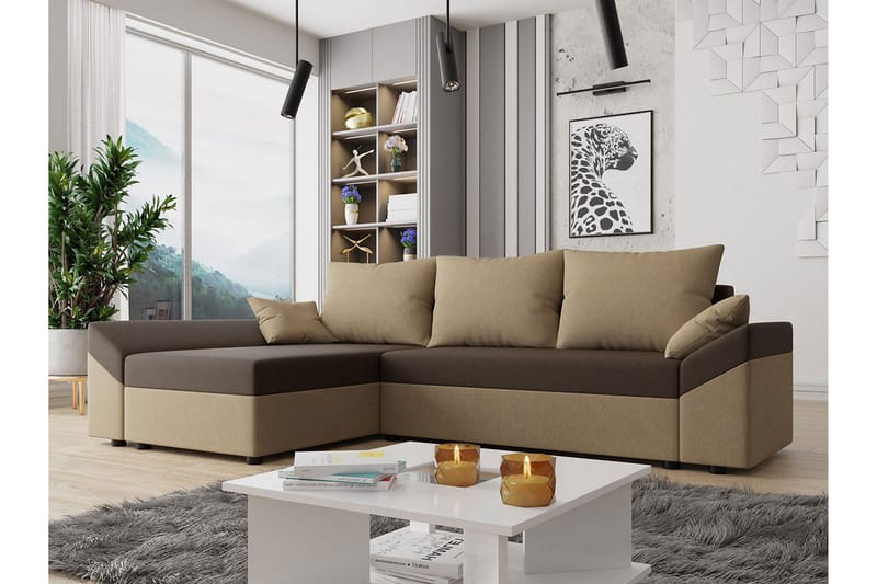 Ovadia 5-Pers. Sovesofa - Brun/Beige - Møbler - Sofaer - Sovesofaer