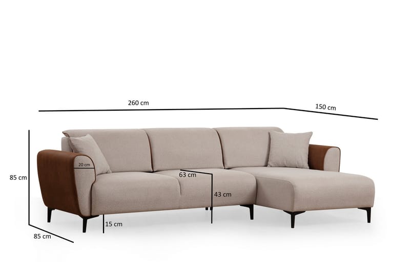 Rebelo Sovesofa med chaiselong - Beige - Møbler - Sofaer - Sovesofaer