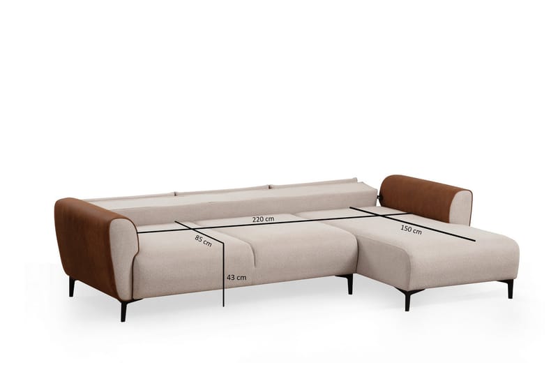 Rebelo Sovesofa med chaiselong - Beige - Møbler - Sofaer - Sovesofaer